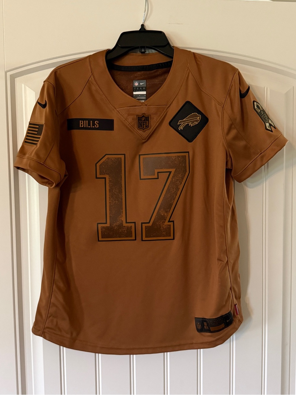 Nike Buffalo Bills Women’s Military Salute #17 Josh Allen Brown Jersey